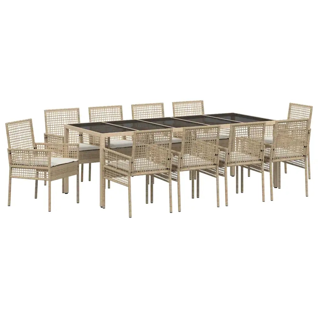Set da Pranzo per Giardino 11 pcs Beige polyrattan 3334894