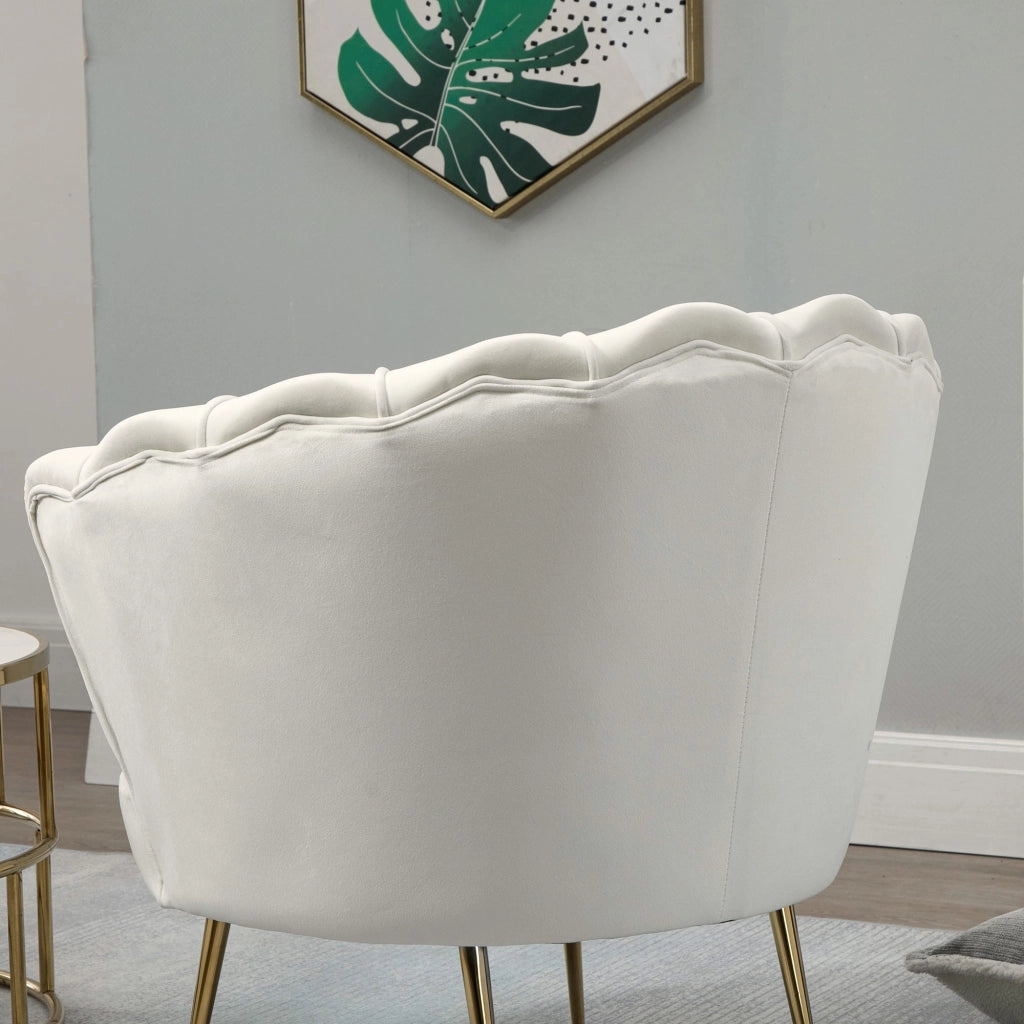 Poltrona Imbottita 179x77x77 cm in Velluto Crema