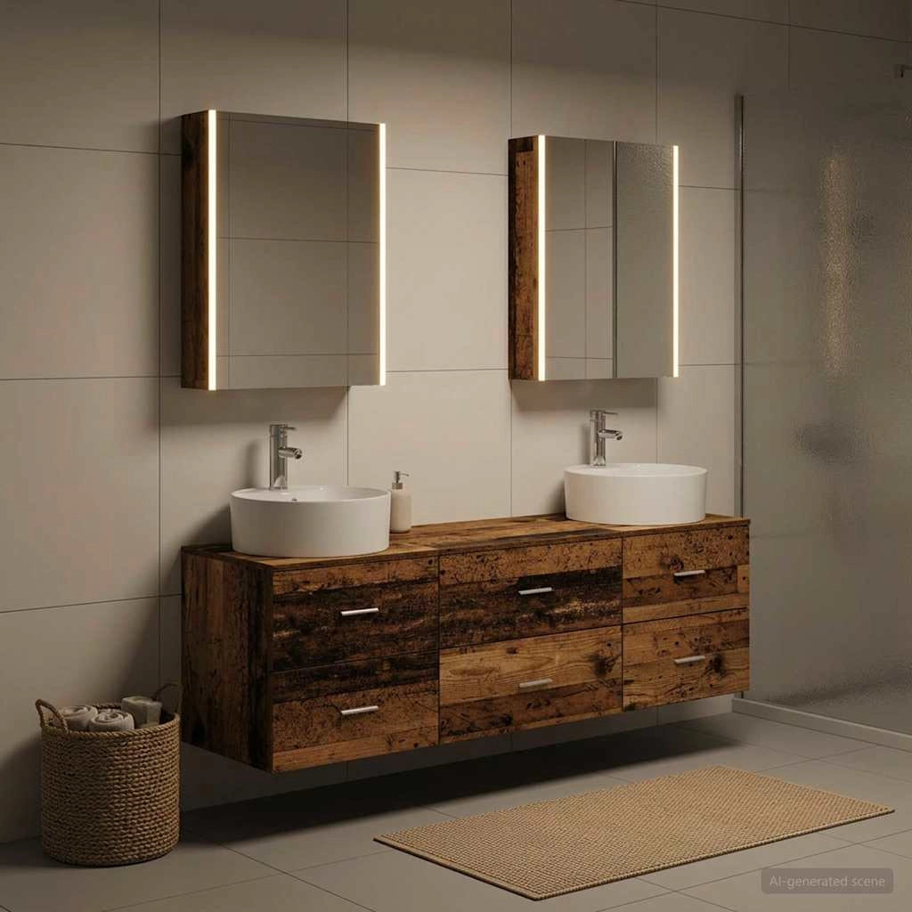 Set di mobili per il bagno 5 pz Legno antico 3406893