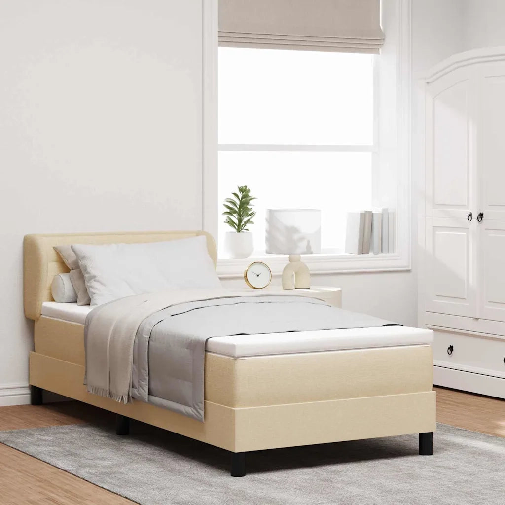 Letto a molle con materasso Crema 90 x 190 cm Tessuto 3339938