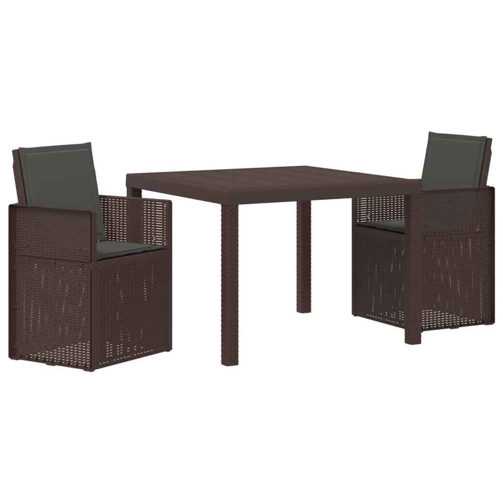 Set da Pranzo per Giardino 3 pcs Marrone e Antracite PP 3430044