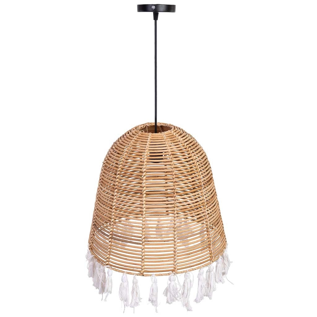 Lampada da soffitto in rattan e cotone marrone D40x40h cm