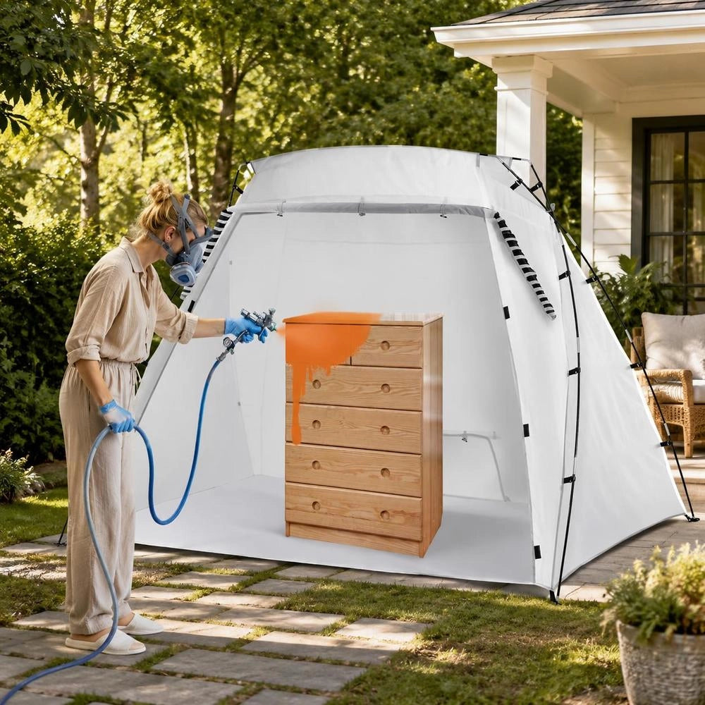 DIY Spray Paint Booth, Protective Tent, White, 228 X 158 X 158 Cm, 210D Oxford Fabric, Portable Spray Paint Stand, DIY Hobby Painting Station With Ventilation Openings