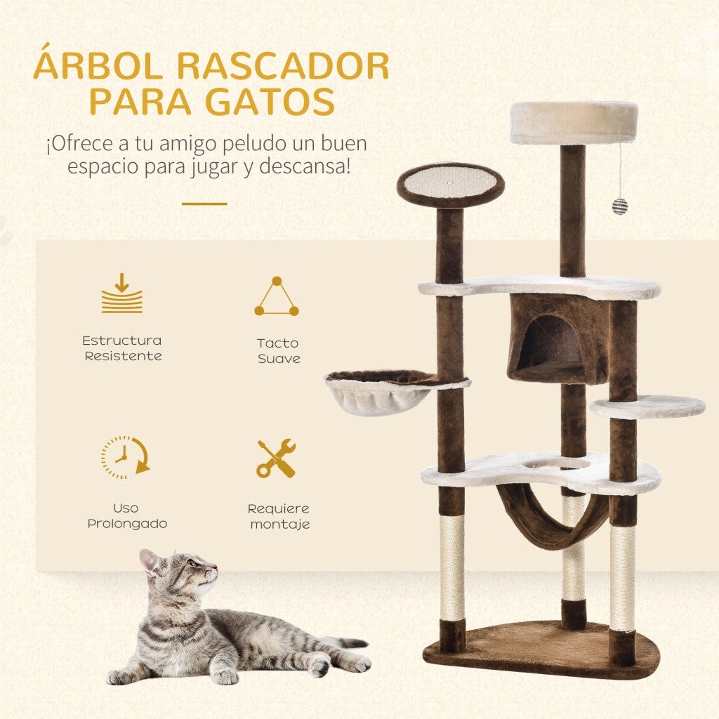 Tiragraffi per Gatti ¨C Xylo ¨C 65x50x153 cm con piattaforme, amaca, grotta e giocattoli