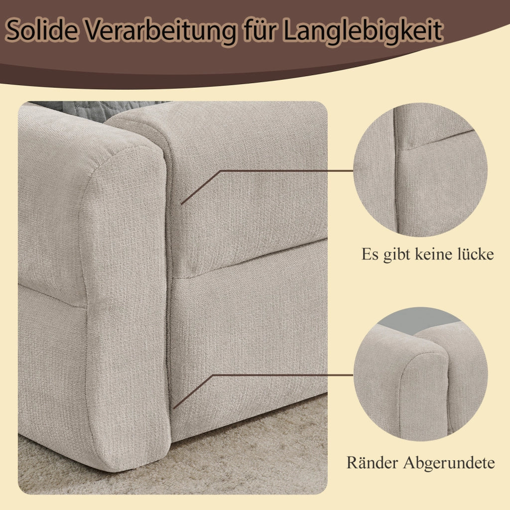 Letto 90 × 200 cm con testiera imbottita in ciniglia beige struttura rinforzata portata massima 200 kg senza materasso