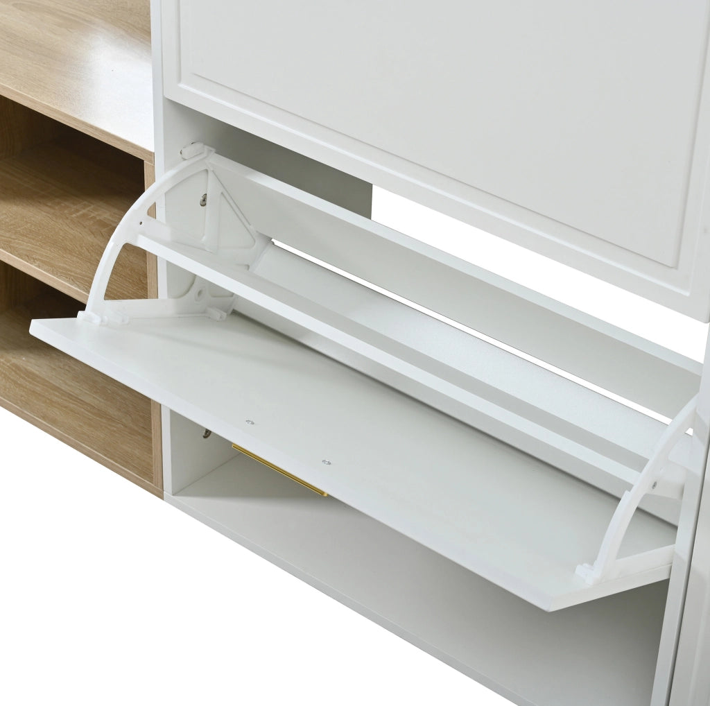 Set mobili ingresso 4 pezzi con scarpiera, panca, appendiabiti e specchio 139,5x35x166 cm HAVRYA