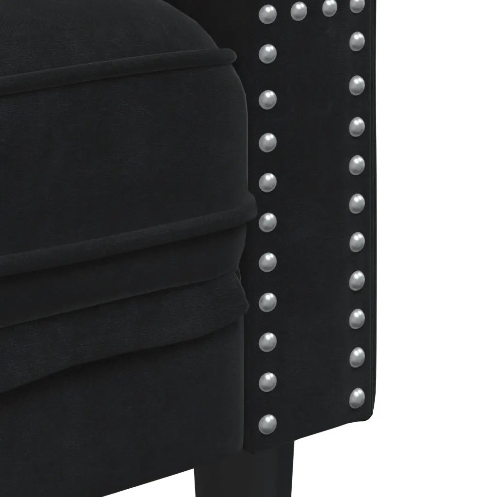 Set Divani Chesterfield 3pz con Cuscini Nero Velluto 3209286