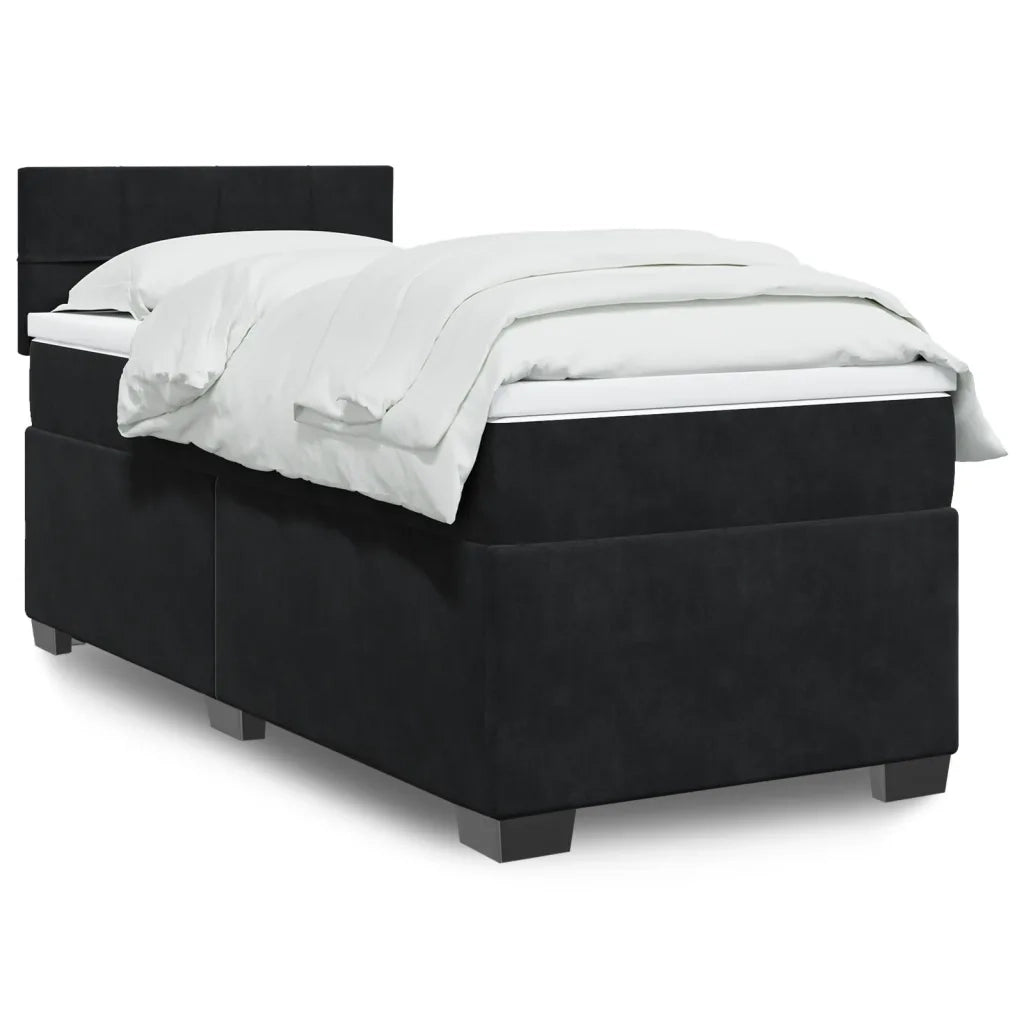 Giroletto a Molle con Materasso-Struttura Letto Nero 90x200 cm in Velluto 355258