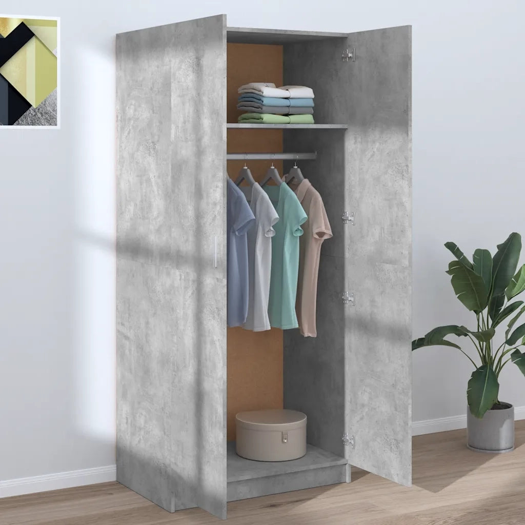 Armadio Grigio Cemento 80x52x180 cm in Legno Multistrato CFW7773552