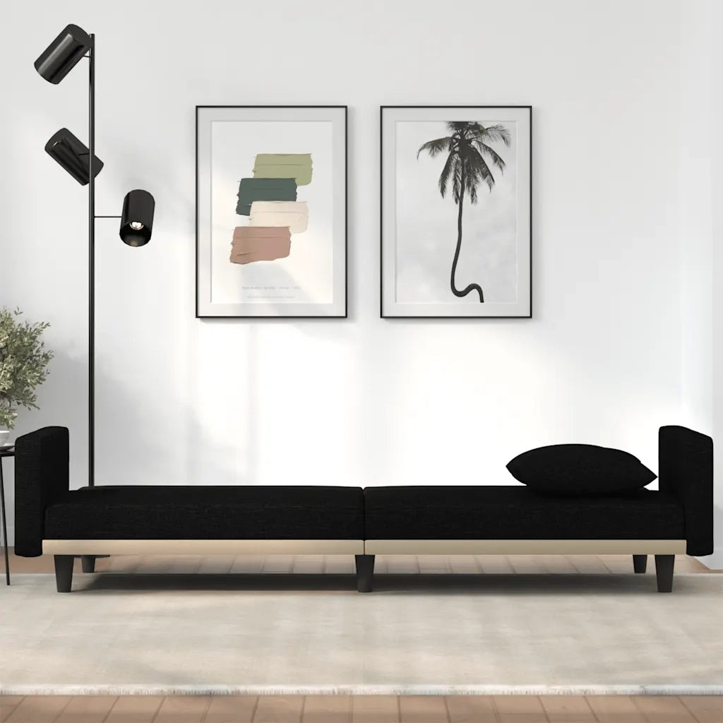 Divano letto | Sof¨¤ letto | Letto singolo con Cuscini Nero in Tessuto