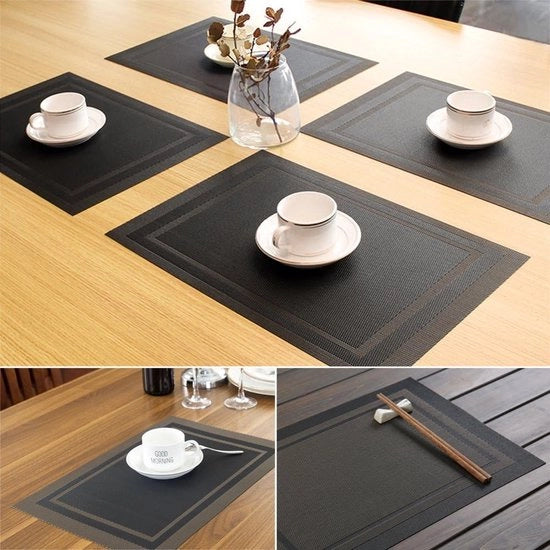 Set di 6 placemats in PVC resistenti al calore, lavabili, dimensioni 30 x 45 cm