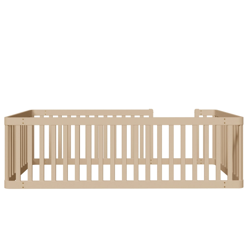 Letto per bambini 90 × 200 cm con barriera semiaperta, senza materasso, in legno massello di pino, crema