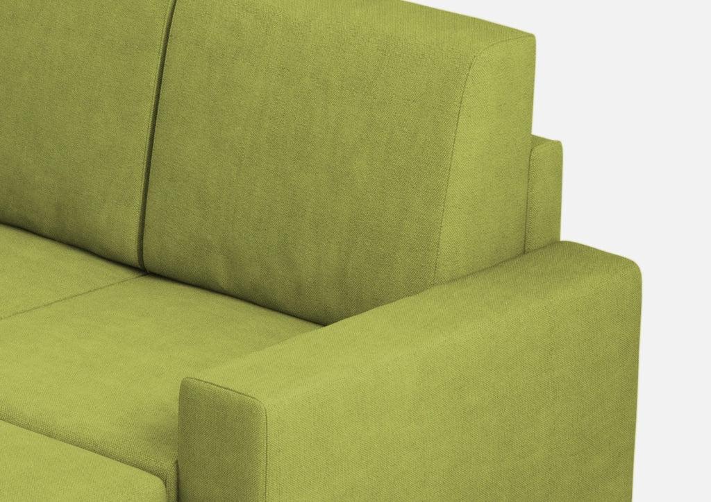 Divano 3 Posti con Pouf 208x155x85 cm Sakar in Tessuto Verde