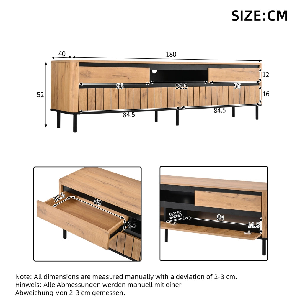 Mobile TV moderno 180 cm con cassetti e ante