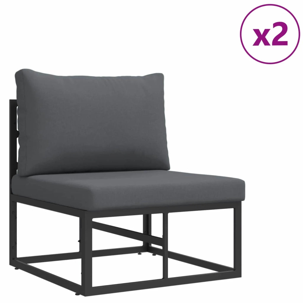 Set Divano da Giardino con cuscino 7 pcs Nero Alluminio 3378945