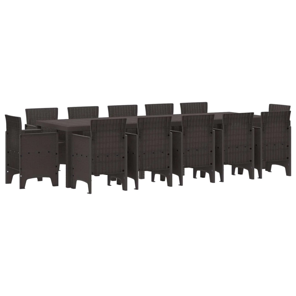 Set da Pranzo per Giardino 13 pcs Marrone Poly Rattan