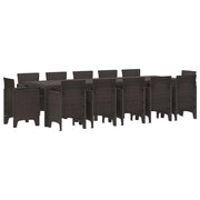 Set da Pranzo per Giardino 13 pcs Marrone Poly Rattan