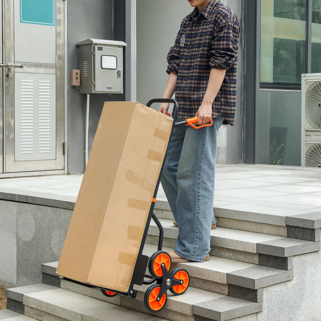 Carrello a 6 Ruote Pieghevole ¨C Minimal ¨C Arancione, Acciaio, 44x67x106.5cm