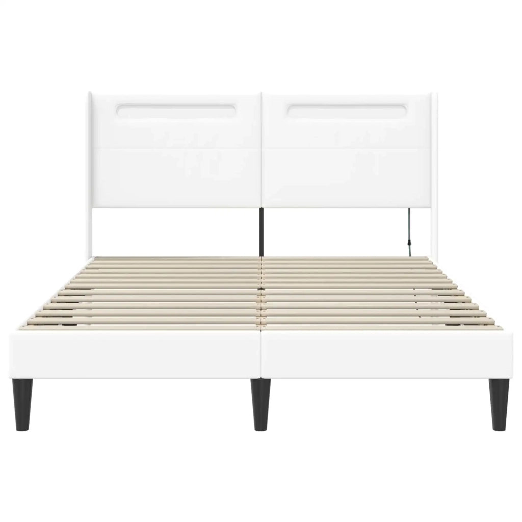 Letto matrimoniale | Letto per adulti | Struttura del letto con testiera Bianco 120 x 200 cm Similpelle