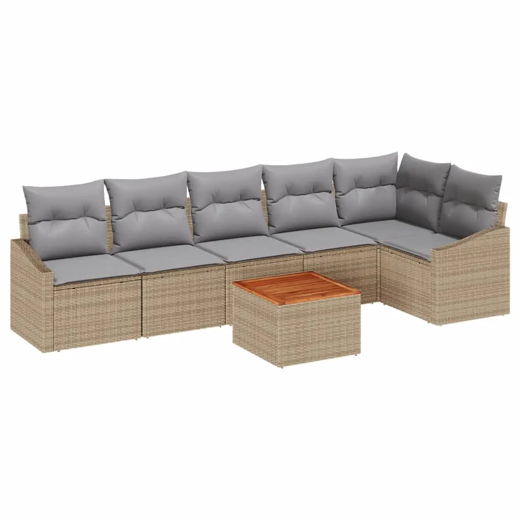 Set Divano da Giardino con cuscino 7 pcs Beige polyrattan 3347840