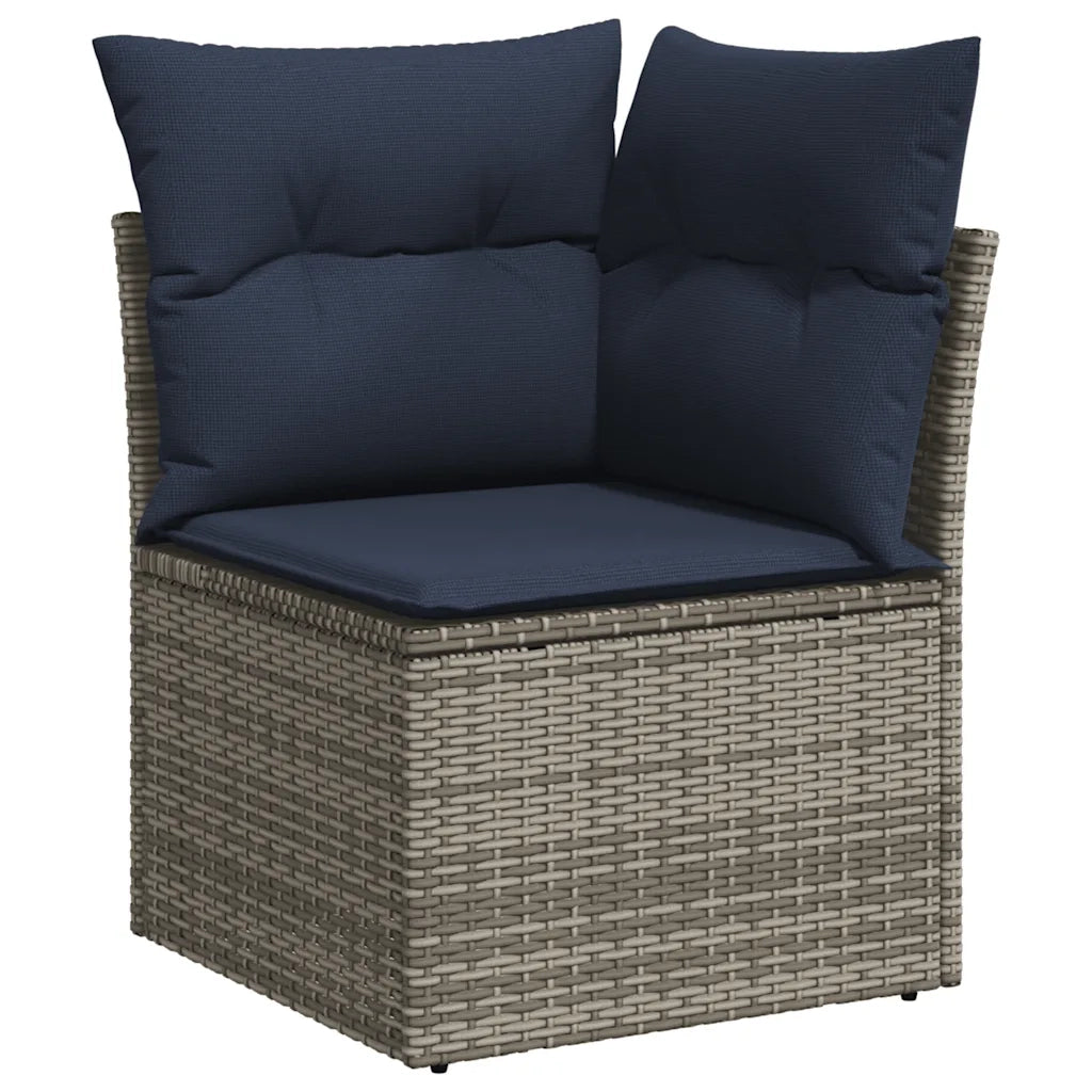 Set Divani da Giardino 9 pz con Cuscini Grigio in Polyrattan 3226376