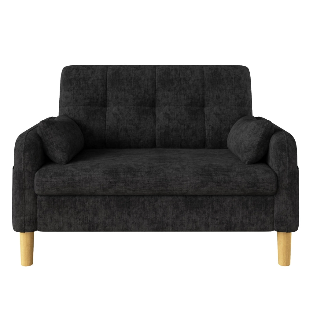 Divano 2 posti 119x78x85 cm in ciniglia grigia con tasca laterale -