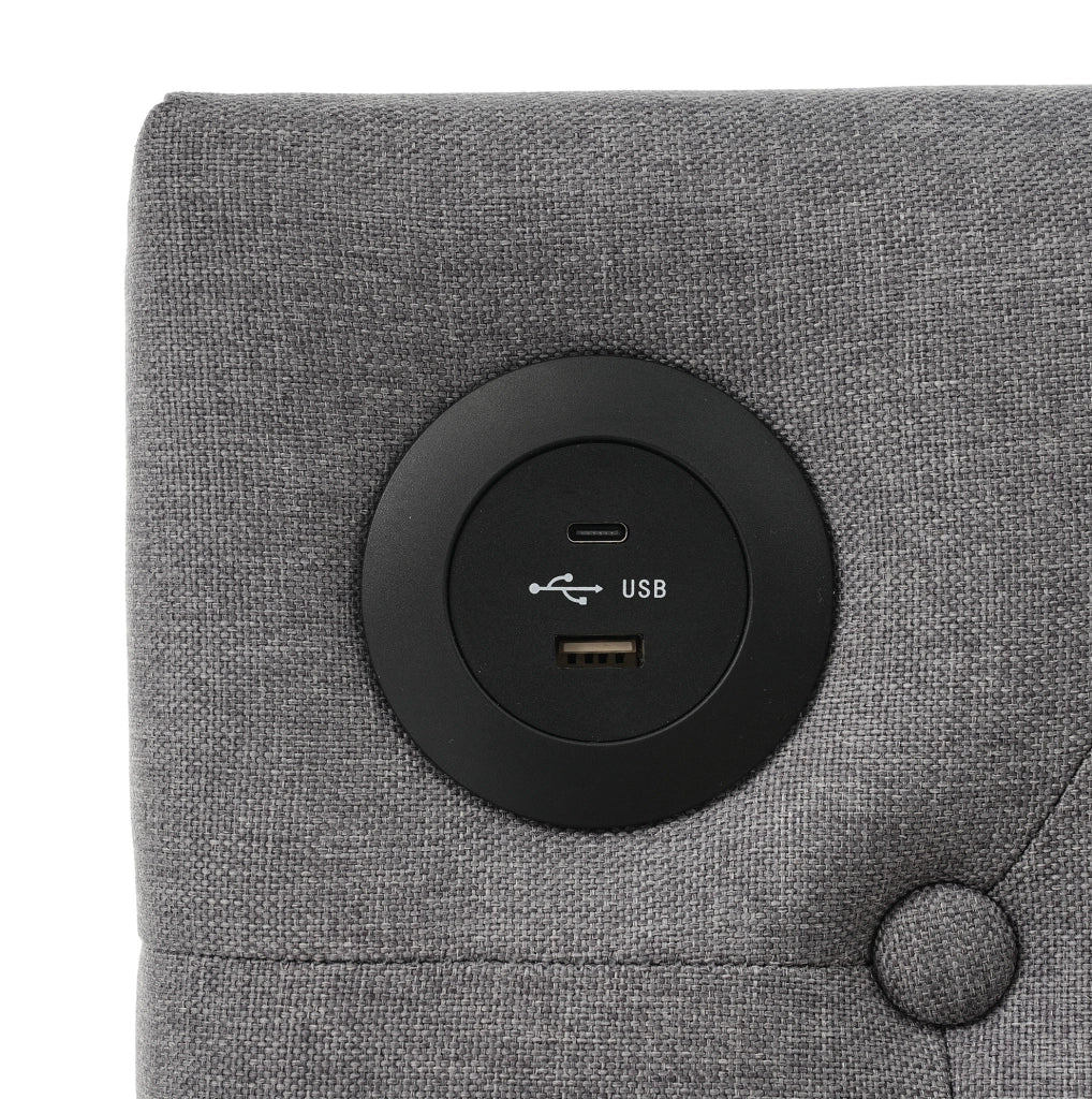 Letto imbottito con USB Type-C, 2 cassetti e design salvaspazio