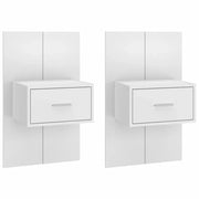 Set di 2 Comodini | Armadio da Notte | Mobiletto da notte a Parete Bianchi