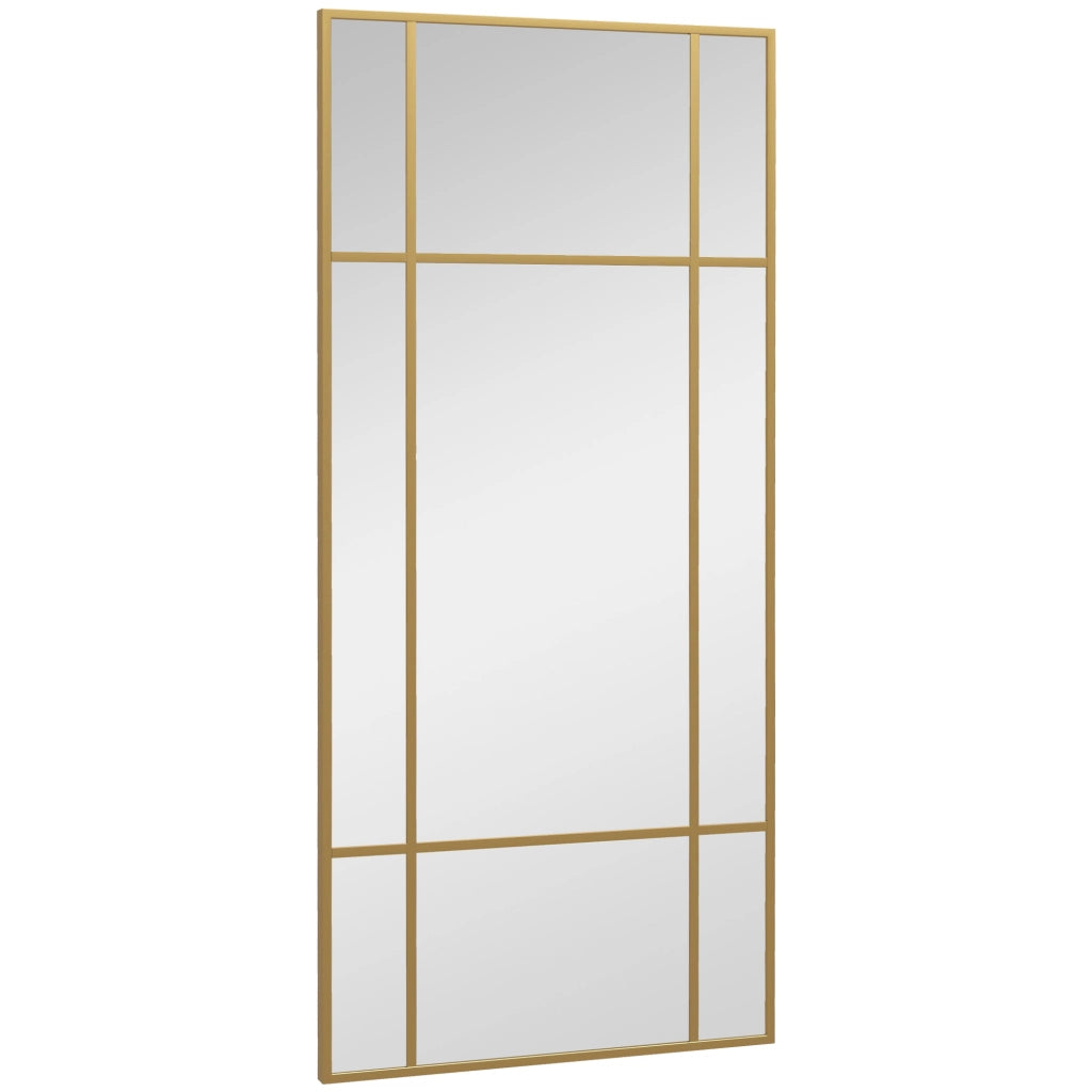 Specchio da Parete Stile Finestra Oro 110x50cm, Montaggio Verticale e Orizzontale per Casa