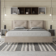 Letto imbottito Matrimoniale 170x190 cm Appia - Senza rete,Microfibra,Sabbia