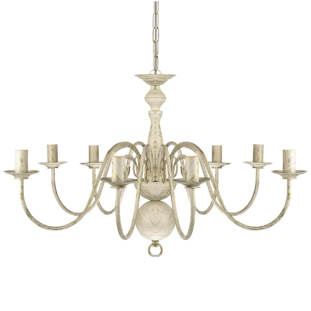 Lampadario in metallo bianco anticato per uso residenziale design classico 80 x 45 cm metallo bianco anticato 02_0046250