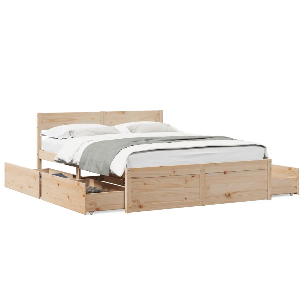 Letto senza Materasso 160x200 cm in Legno Massello di Pino 3282342