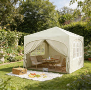 Gazebo pieghevole 3x3 m beige con pareti laterali