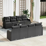 Set Divano da Giardino con cuscino con archiviazione 9 pcs Nero