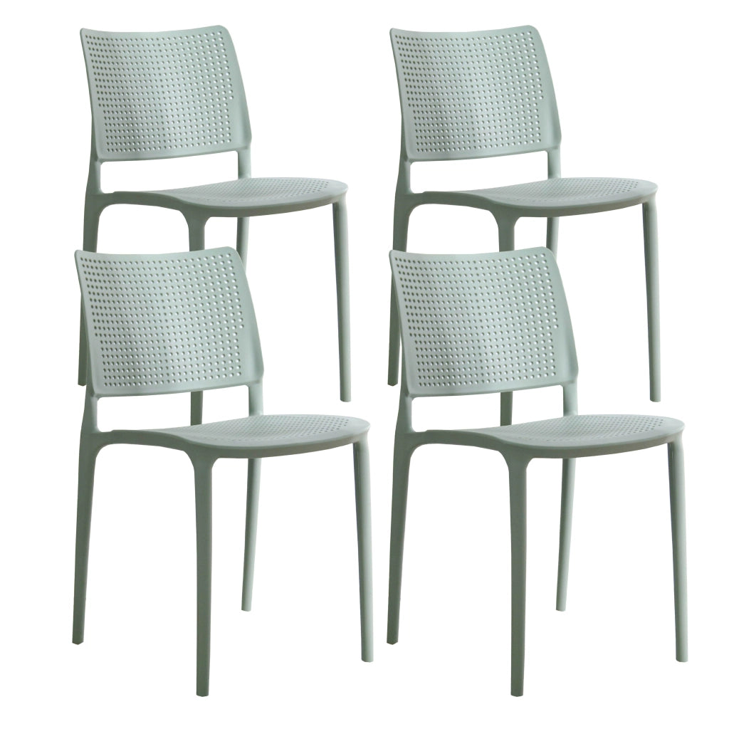 Oviala - Set di 4 sedie da giardino in plastica verde salvia