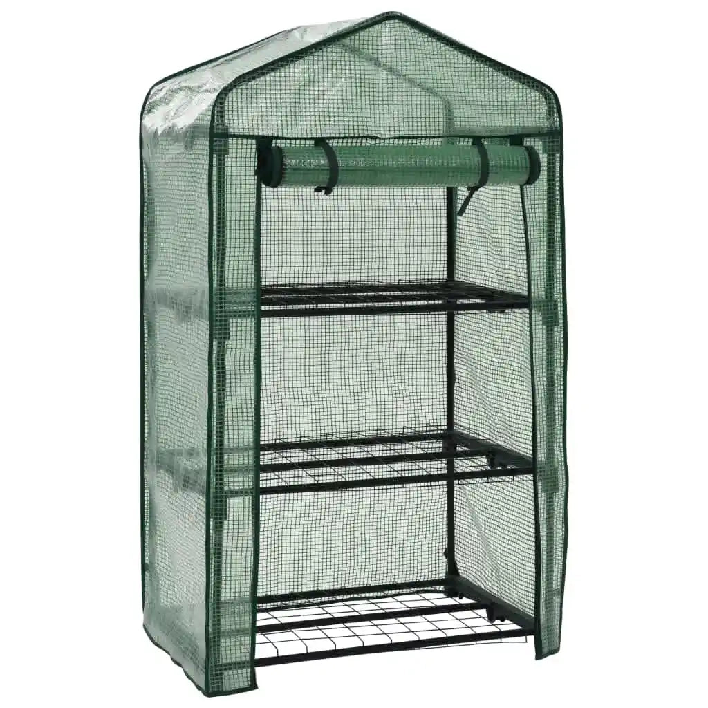 Mini serra a 3 livelli 69 x 49 x 125 cm facile accesso finitura resistente in polietilene verde 02_0045930