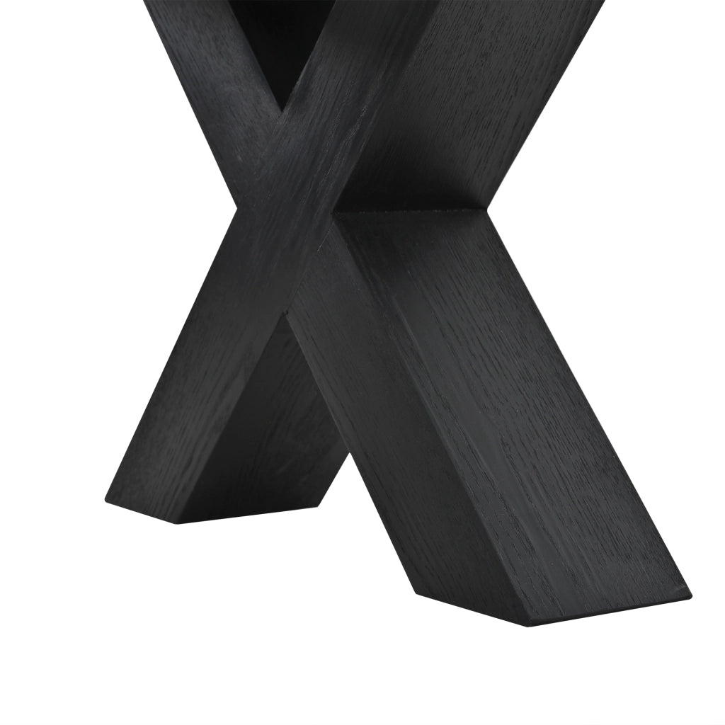 Tavolino basso fisso rettangolare con piano lucido e gambe a X in MDF bianco e nero 100 × 50 × 40 cm