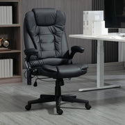 Poltrona da ufficio ergonomica con massaggio e calore in pelle rigenerata nera