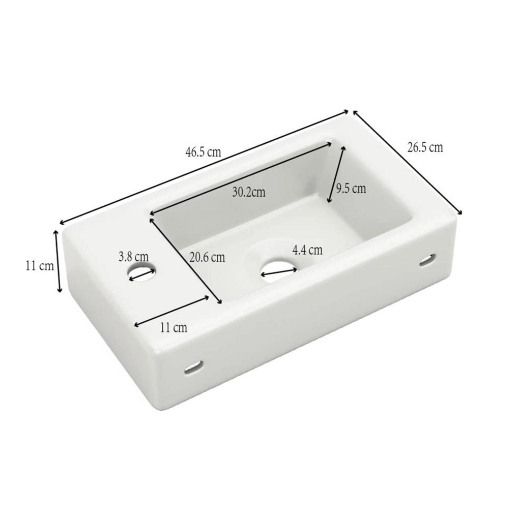 Mobile bagno sospeso con lavabo in ceramica 46 cm con armadietto contenitore
