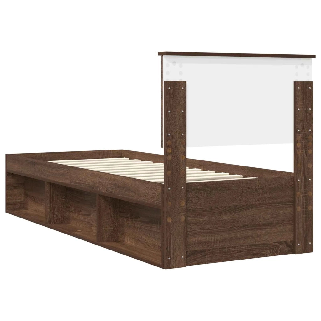 Letto singolo | Letto per adulti | Struttura del letto Rovere Marrone 75 x 190 cm Pino massello