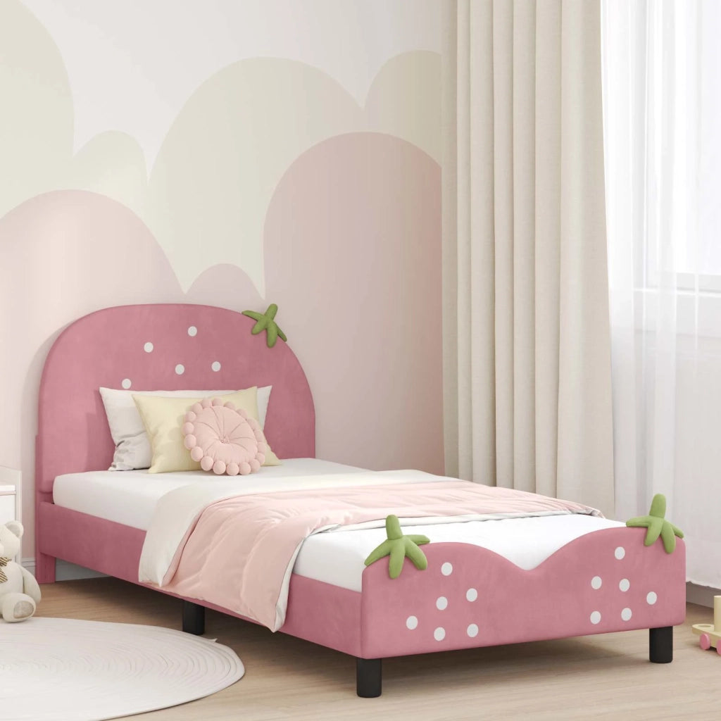Struttura letto bambini con testata Rosa 90 x 200 cm Velluto 42011078