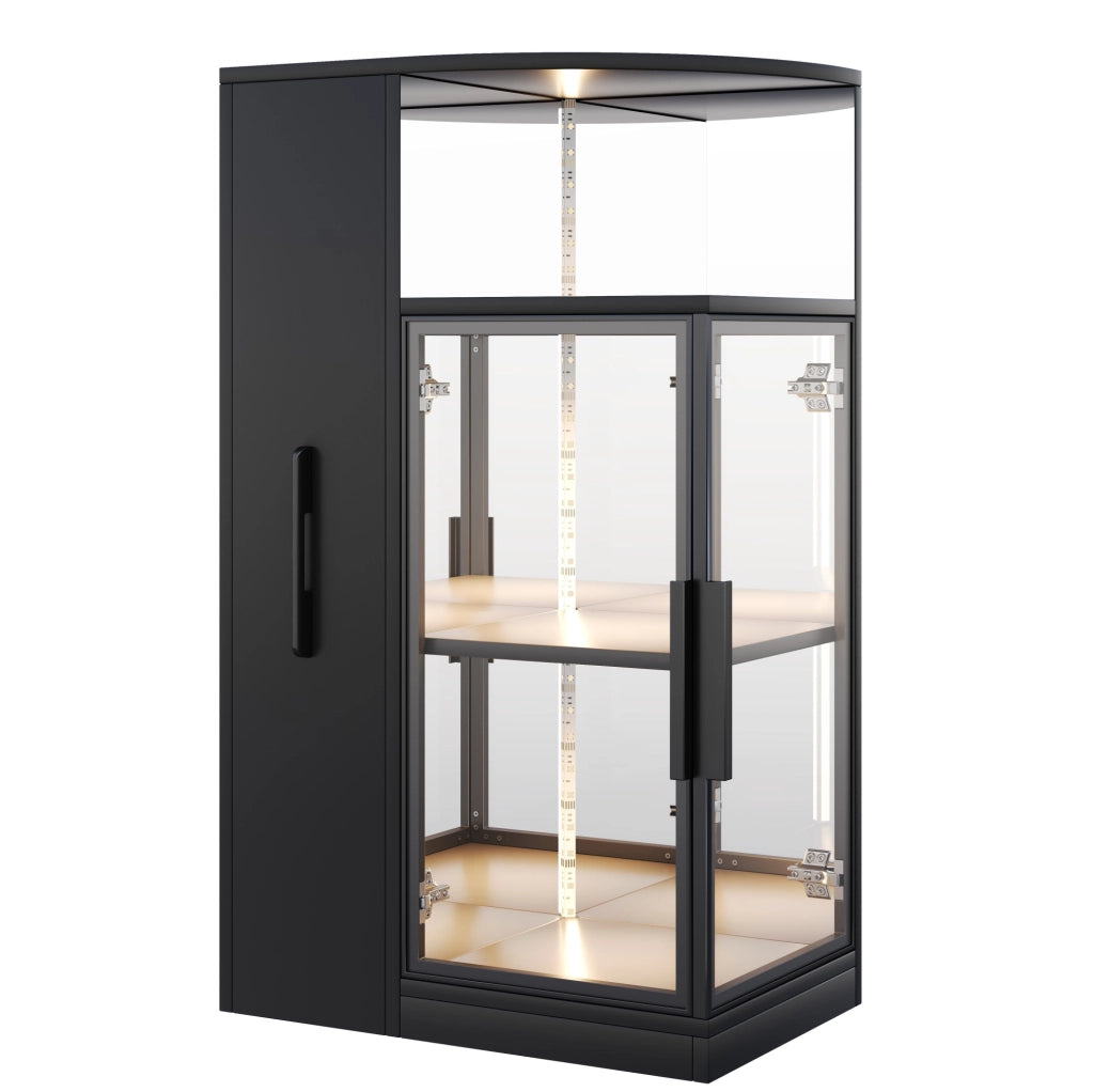 Vetrina 64x42x112 cm con mobile laterale estraibile e LED multicolore nera