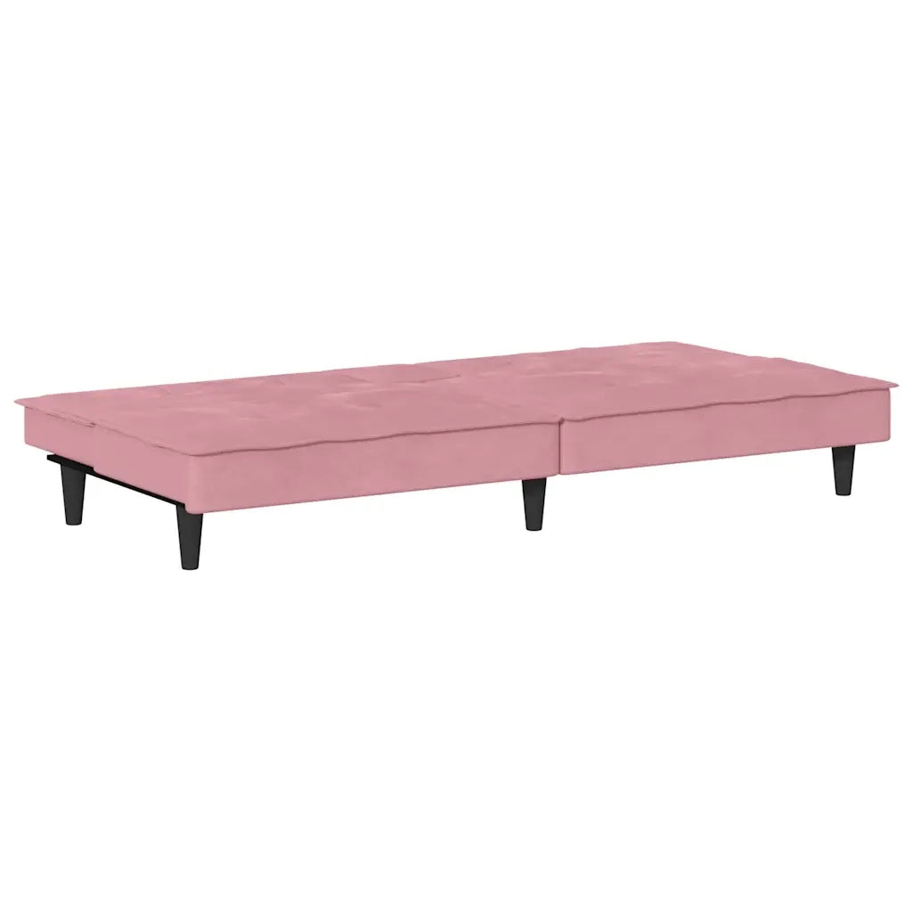 Divano letto | Sof¨¤ letto | Letto singolo con Portabicchieri in Velluto Rosa