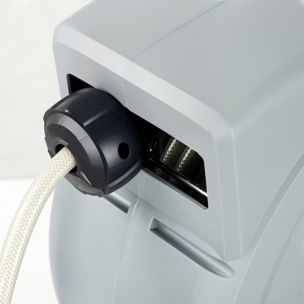 Avvolgitubo Automatico a Parete e Portatile Lunghezza 30+2 m con Sistema di Blocco e 7 Getti Verde e Grigio