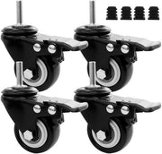 Ruote a 4 gommate con freno M8×25mm, ruote pesanti 50mm, ruote regolabili per mobili, ruote per mobili con viti M8, ruote gommate regolabili, senza striature e silenziose, per apparecchi e mobili, con 4 viti di fissaggio.