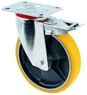 Avo RUOTA GIREVOLE PER CARRELLI POLIURETANO+FRENO art.24ANT mm.150-piastra mm.100x85
