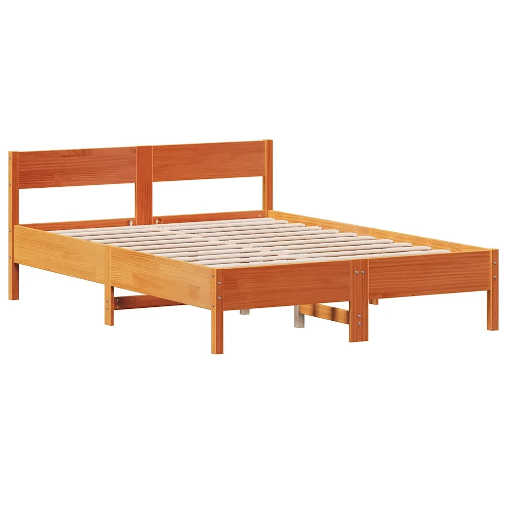 Letto matrimoniale | Letto per adulti | Letto senza Materasso Marrone Cera 120x200 cm in Legno di Pino