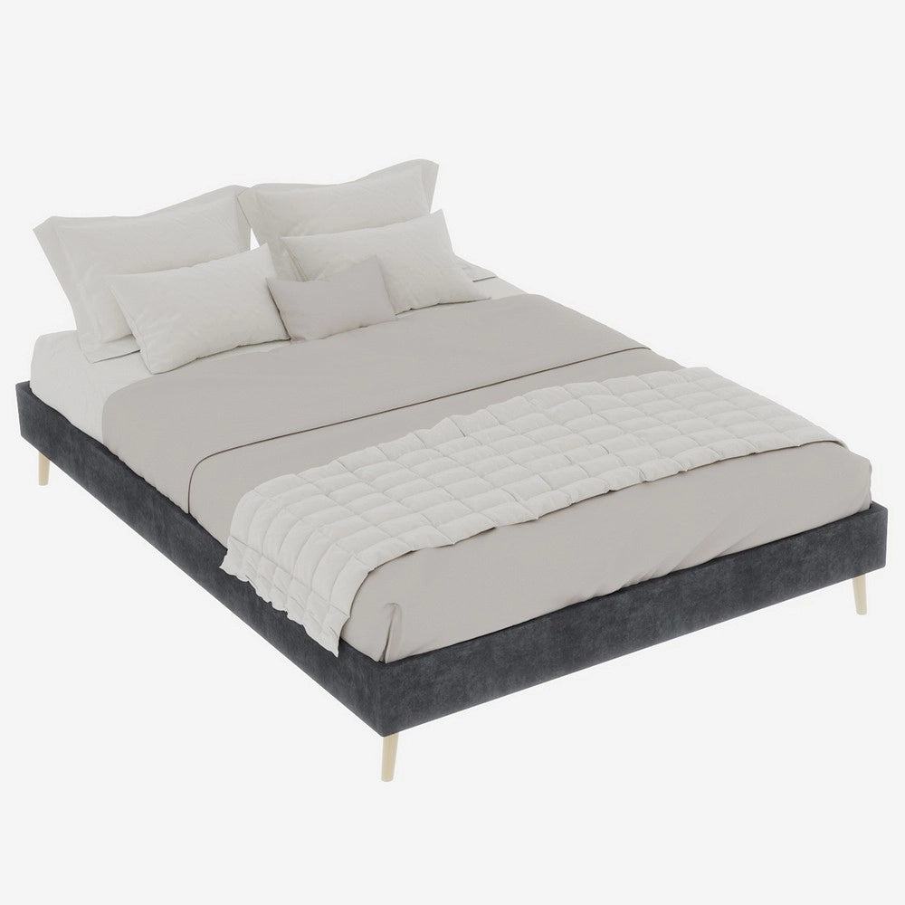 Letto Matrimoniale in Velluto ¨C Xylo ¨C Grigio, 140x200, Senza Testiera