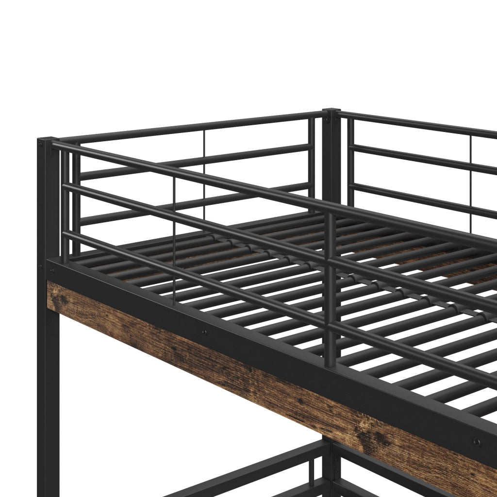 Letto a soppalco 90x200 cm con scrivania e ripiani in metallo e MDF nero