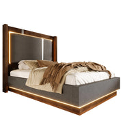 Letto contenitore singolo 90 × 200 cm con LED regolabile e sollevamento idraulico; senza materasso; grigio noce
